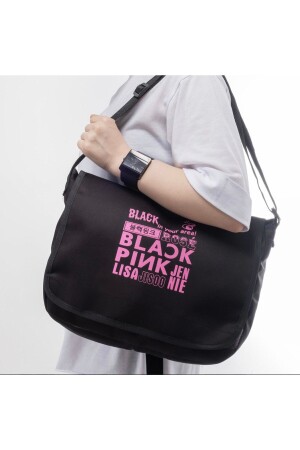 Unisex Siyah Black Pink Baskılı Postacı Çantası TYC00711797385 - 7