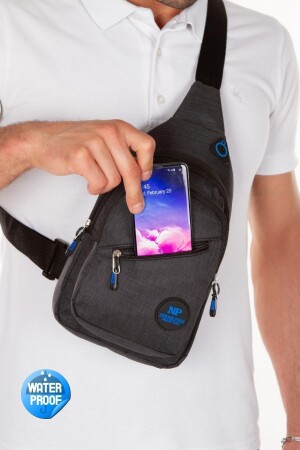 Unisex Siyah Kulaklık Çıkışlı Göğüs Ve Omuz Çantası Body Bag ADL02802 - Newish Polo