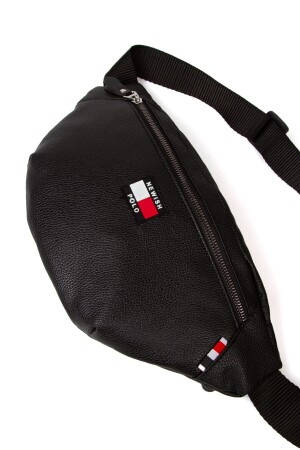 Unisex Siyah PU Deri Su Geçirmez Kumaş Özellikli Bel Ve Omuz Çantası Kışlık Body Bag Freebag - 3