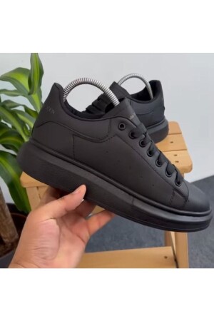 Unisex Siyah Sneaker Günlük Kalın Taban Spor Yürüyüş Ayakkabı - 1
