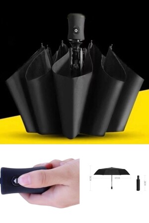 Unisex Siyah Tam Otomatik Rüzgarda Kırılmayan Şemsiye ZZŞMSY1 - 1