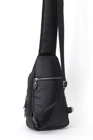 Unisex Siyah Yıkama Deri Usb Kulaklık Çıkışlı Göğüs Ve Omuz Çantası Çapraz Askılı Body Bag ADL-5503 - 4