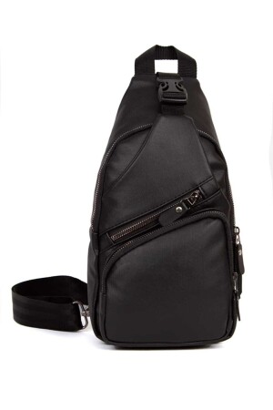 Unisex Siyah Yıkama Deri Usb Kulaklık Çıkışlı Göğüs Ve Omuz Çantası Çapraz Askılı Body Bag ADL-5503 - 5