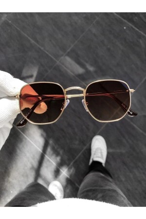 Unisex-Sonnenbrille in Goldbraun. Beşgenclass besgengunesgozlugum - 1