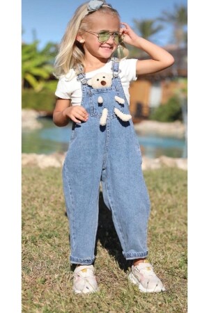 Unisex Teddy Bear Denim Slopet Jumpsuit - 1