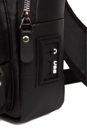 Unisex-Umhängetasche aus Waschleder mit Kreuzgurt und USB-Kopfhörerausgang, schwarze Farbe NEWİSHFDHSG - 6