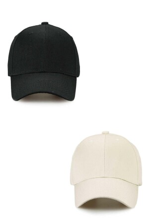 Unisex verstellbare Sport-Beige-Schwarz-Basic-Cap-Mütze im 2er-Set EIG-DZK2ST - 2