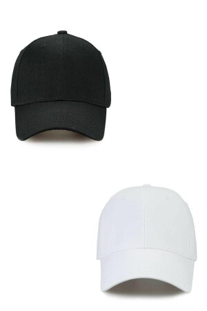 Unisex verstellbare Sport-Schwarz-Weiß-Basic-Cap-Mütze im 2er-Set EIG-DZK2ST - 3