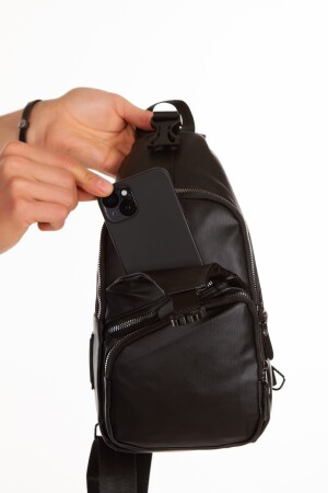 Unisex Waschleder USB-Kopfhöreranschluss Kreuzgurt Schulterbrust und Sport-Tagesrucksack Reisetasche. waschen1 - 4
