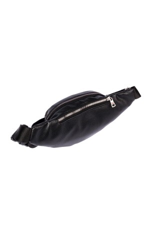 Unisex wasserabweisende vegane Leder-Schulter- und Hüfttasche in Schwarz mit Kopfhöreranschluss abdulbags-814 - 8
