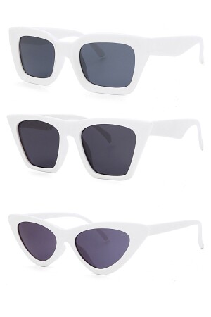 Unisex Weißes 3-teiliges Sonnenbrillen-Set Weiß-Set - 1