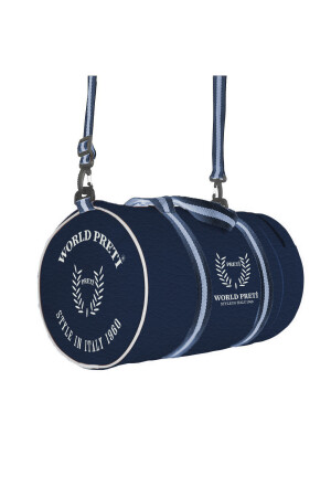 Unisex Zylinder-Sportsman-Tasche aus Kunstleder in Marineblau von Worldpretispor - 2