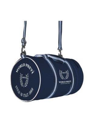 Unisex Zylinder-Sportsman-Tasche aus Kunstleder in Marineblau von Worldpretispor - 1