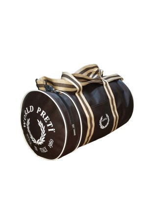 Unisex Zylinder-Sporttasche aus braunem Kunstleder von Worldpretispor - 3