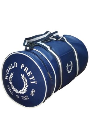 Unisex Zylinder-Sporttasche aus Kunstleder in blauer Farbe von Worldpretispor - 2