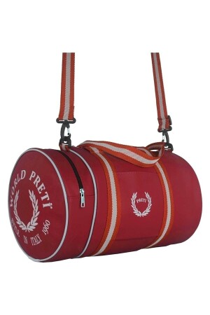 Unisex Zylinder-Sporttasche aus Kunstleder in roter Farbe Worldpretispor - 2