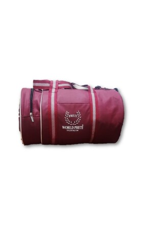 Unisex Zylinder-Sporttasche aus Kunstleder in weinroter Farbe Worldpretispor - 2