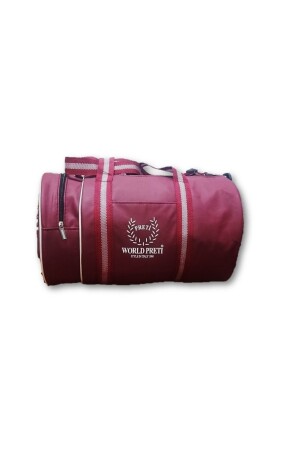 Unisex Zylinder-Sporttasche aus Kunstleder in weinroter Farbe Worldpretispor - 1