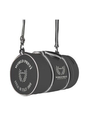 Unisex Zylinder-Sporttasche aus schwarzem Kunstleder von Worldpretispor - 1