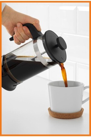 Upphetta Europestore Isıya Dayanıklı French Press Cam Demlik 1 lt 22 cm Paslanmaz Çelik EUROPESTORE - 4