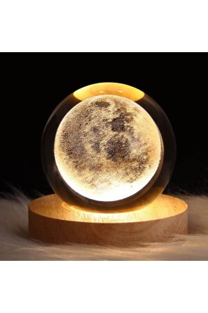 مصباح ليلي من الزجاج المزخرف من الزجاج - مع منفذ USB - قاعدة خشبية - هدية لتزيين المنزل والمكتب المضيء - Hombak