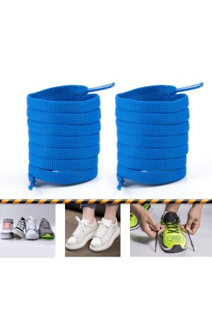 Ütülü Spor Ayakkabı Bağcığı Nike - Snekears - Adidas- Converse Ayakkabı Bağcığı 120 Cm ( Açık Mavi ) - 1