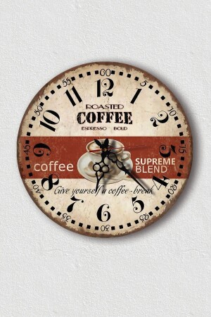 Uv Mutfak Duvar Saati- Coffee Duvar Saati- Home- Kitchen- Wall Clock - Wooden Factory