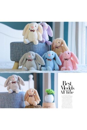 Uyku Arkadaşım Papyonlu Uzun Kulak Bunny Peluş Tavşan 65 Cm - 6