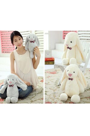 Uyku Arkadaşım Papyonlu Uzun Kulak Bunny Peluş Tavşan 65 Cm - 5