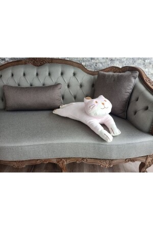 Uyku Arkadaşım Yumuşak Yatan Peluş Kedi Yastık 70 Cm. (PEMBE) - 5