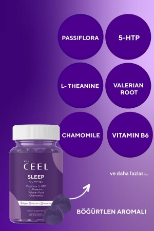 Uyku Döngüsüne Yardımcı Vegan Sleep Gummy Vitamin Passiflora- Vitamin B6- 5- http- L-theanie - 6