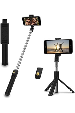 Uzaktan Kumandalı Bluetooth Selfie Stick Tripod Döndürme Selfie Çubuğu - 1