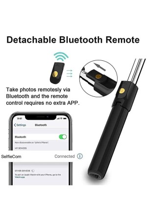 Uzaktan Kumandalı Bluetooth Selfie Stick Tripod Döndürme Selfie Çubuğu - 2