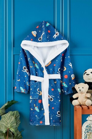 Uzay Desenli Dijital Baskılı Çocuk Bornozu - Vevienhome
