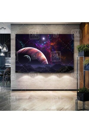 Uzay Galaksi Gezegen Kozmos Samanyolu Yıldızlar Yatay Kanvas Tablo T2020487 - SML TABLO