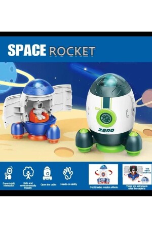 Uzay İstasyon Oyuncağı 3 lü Set Oyuncak Roket & Uzay Mekiği & Uzay Aracı & Ay Taşıtı & Astronot - 4