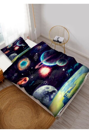 Uzaylı Galaksi Bebek Çocuk Tek Kişilik Nevresim Takımı CP213-n - CAPRİCE HALI