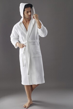 Uzun Kapşonlu Içi Bukle Cotton Erkek Bornozu Ns-16000 - Nuşa
