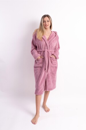 Uzun Kapüşonlu Kadın Sabahlık Renkli Welsoft Peluş RenkliSabahlıkW - Sweets Collection