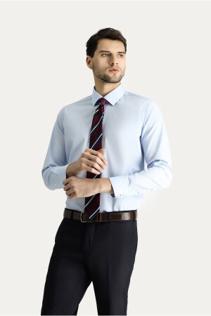 Uzun Kol Slim Fit Dar Kesim Non Iron Ütü Gerektirmeyen Pamuklu Gömlek - 1