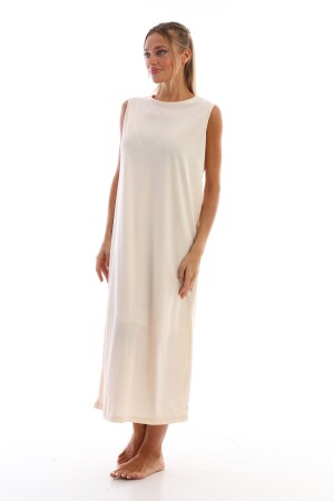 Uzun Kolsuz Elbise Astarı Içlik Jüpon Kombinezon Bej - Segiza