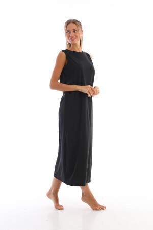 Uzun Kolsuz Elbise Astarı Içlik Jüpon Kombinezon Siyah - Segiza