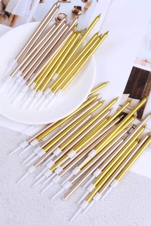 Uzun Slim Pasta Mumu Gold Renk 18 Cm 6 Lı - 3