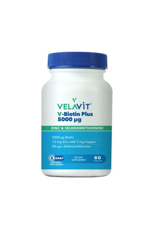 V-Biotin Plus 5000mcg Nahrungsergänzungsmittel 60 Tabletten - 1