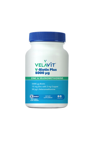 V-Biotin Plus 5000mcg Nahrungsergänzungsmittel 60 Tabletten VELAV-07 - 3