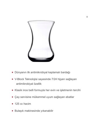 V-block Antimikrobiyal 6'lı Incebelli Çay Bardağı 42381 Fma03552 42381V - 4