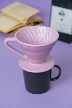 V60 02 El Yapımı Seramik Dripper (lila), Seramik Kahve Demleme Ekipmanı, Handmade 6010 - 1