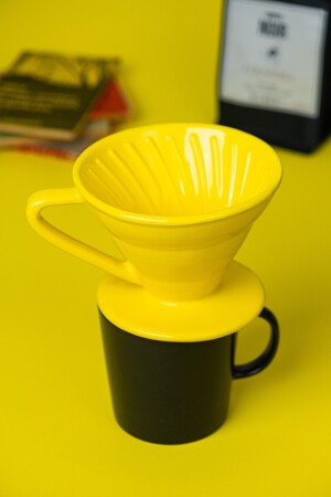 V60 02 Handgefertigter Keramik-Tropfer (gelb), Keramik-Kaffeezubereitungsgerät, handgefertigt 6012 - 3