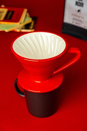 V60 02 Handgefertigter Keramiktropfer (rot-weiß), Keramik-Kaffeezubereitungsgerät, handgefertigt 6008 - 1