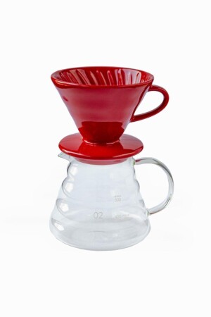 V60 02 Kahve Demleme Tanışma Seti - Retro Kırmızı (dripper - 600 Ml Kahve Sürahisi) KDK600 - 2